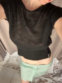 Image 5 of Black loose fit boat neck knitted mohair top LUNA