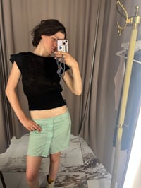 Image 7 of Black loose fit boat neck knitted mohair top LUNA