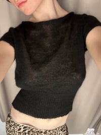 Image 9 of Black loose fit boat neck knitted mohair top LUNA