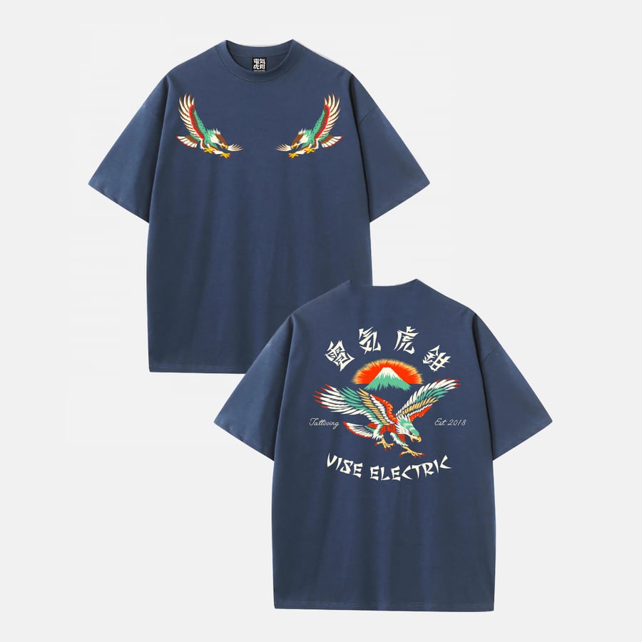 Image of Hong Kong Eagle Tattoo T-shirt BLUE