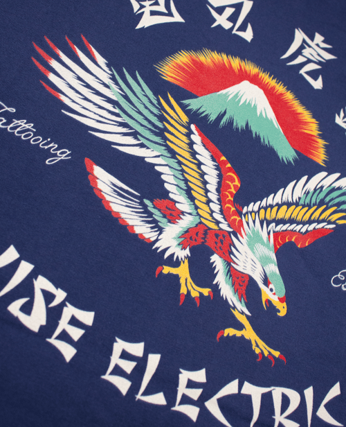 Image of Hong Kong Eagle Tattoo T-shirt BLUE