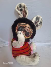 Image 4 of Folk Art Jointed Teddy Bear. Handmade Haunted Creepy Monster Doll Art Doll Bat