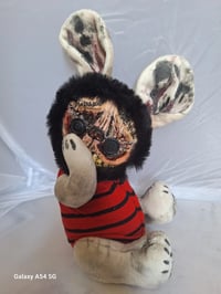 Image 5 of Folk Art Jointed Teddy Bear. Handmade Haunted Creepy Monster Doll Art Doll Bat