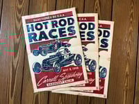Image 1 of Carrell Speedway Hot Rod Races Linocut Print FREE SHIPPING