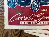 Image 4 of Carrell Speedway Hot Rod Races Linocut Print FREE SHIPPING