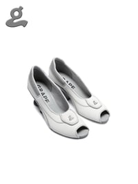Image 1 of White Sports Peep-Toe Wedge Shoes