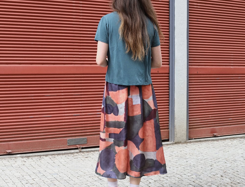Image of COLOR PAINT SATIN SKIRT