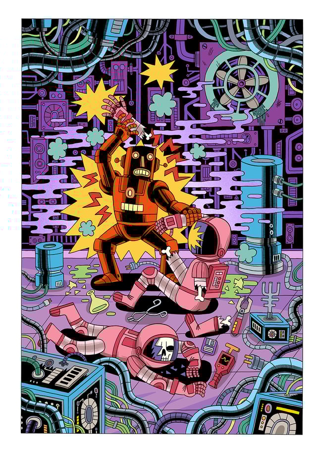 Robot Attack - A2 Archival print