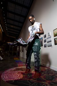 Image 5 of Bershka Lino Printed Green Pants (US 08/EUR 40)