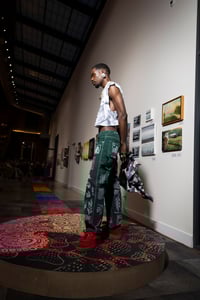 Image 4 of Bershka Lino Printed Green Pants (US 08/EUR 40)