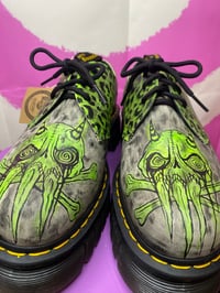 Image 1 of Green Anxiety Skull Doc Martens