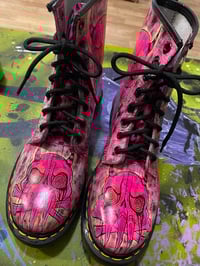 Image 2 of Pink Anxiety Skull Doc Martens