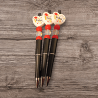 White Teacher Heart Black Pen 