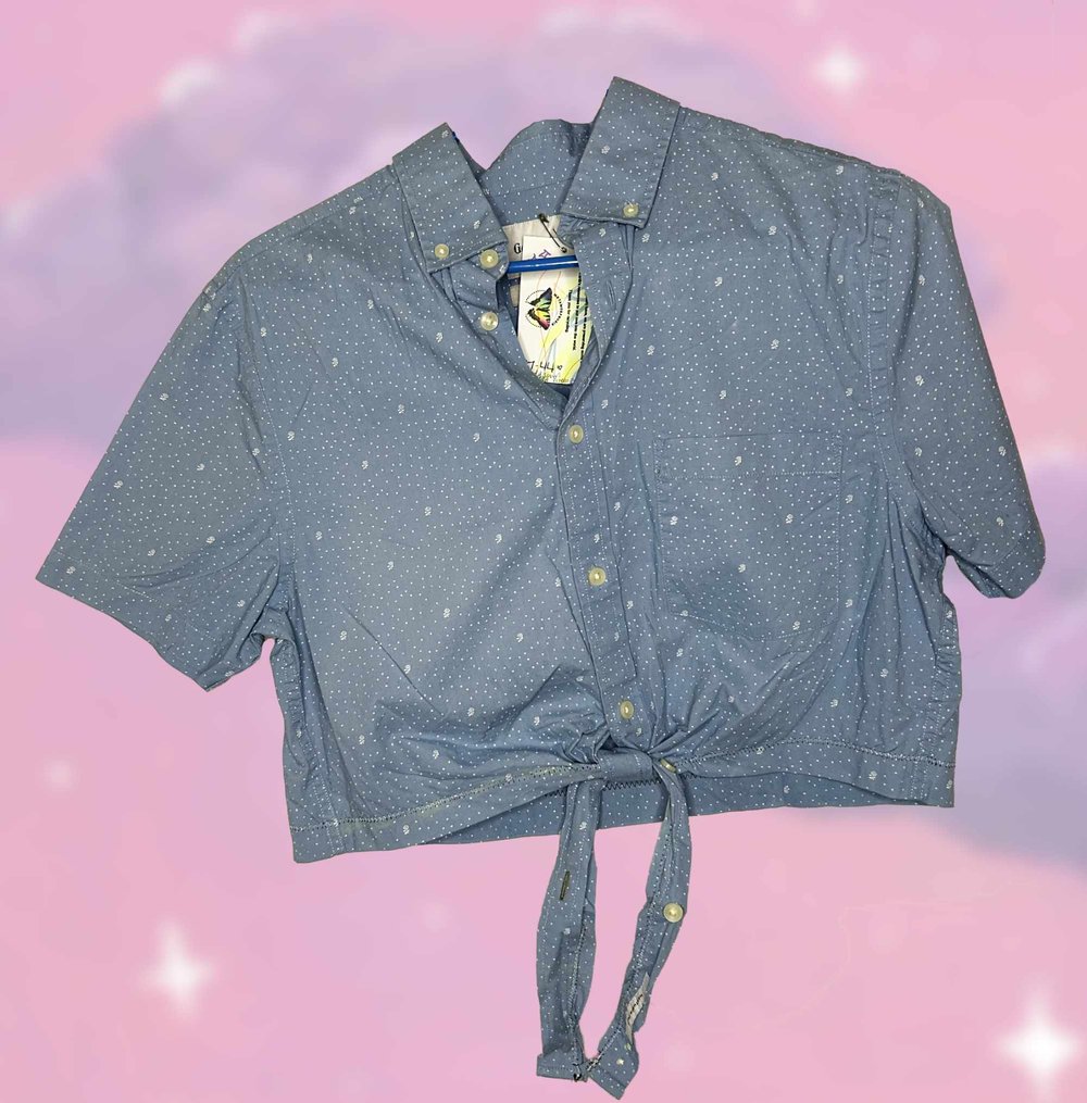 Small/Medium Blue Cropped Button up CONNECT