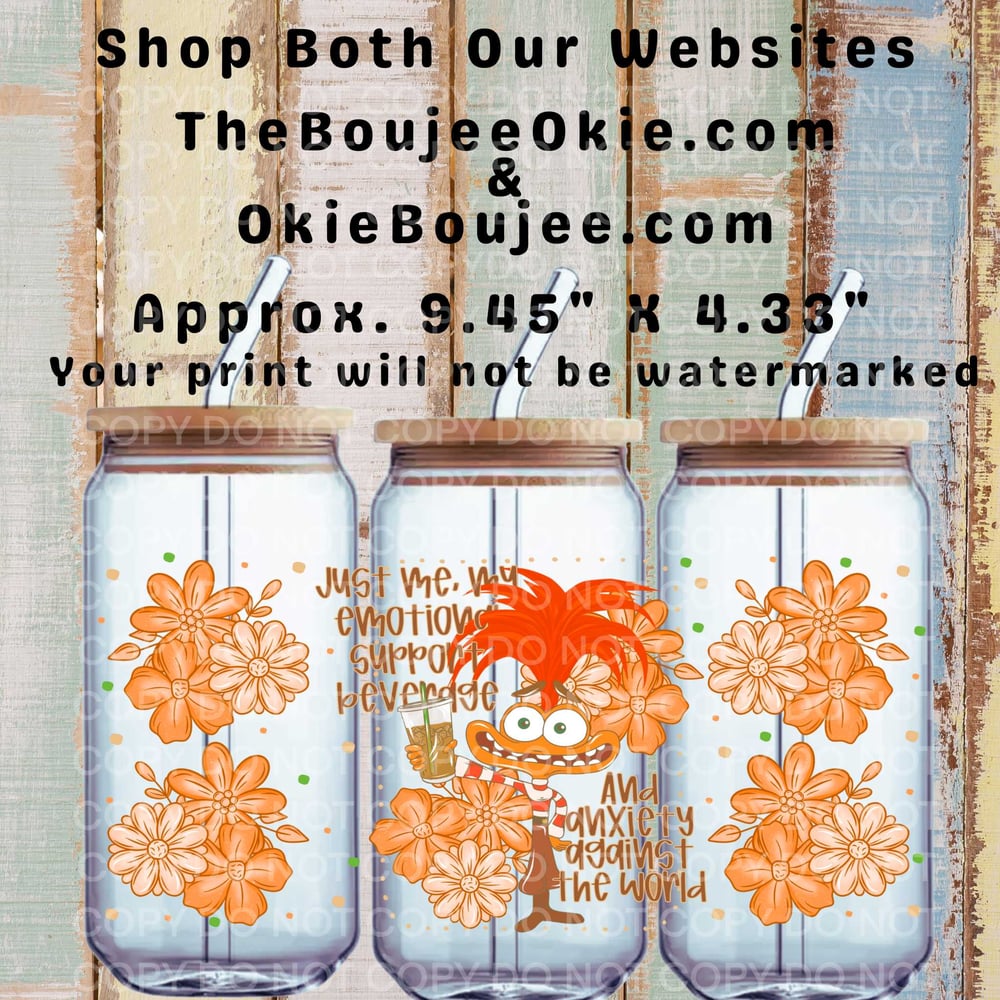 Image of All The Feels & Anxiety Inside Out Emotional Support Beverage Uv Dtf Wrap Choice of 2