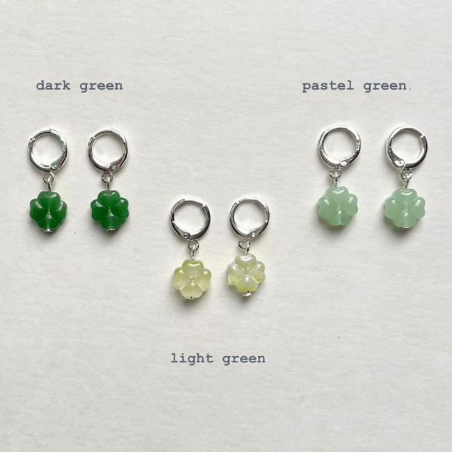 four leaf clover 'good luck' huggie hoop earrings