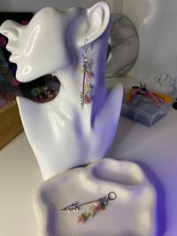 Image 3 of Sword flowers dangle earrings, fantasy sword earrings