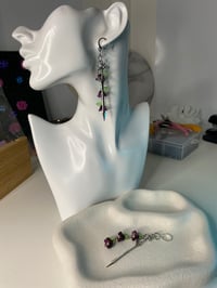 Image 5 of Sword flowers dangle earrings, fantasy sword earrings