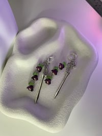 Image 6 of Sword flowers dangle earrings, fantasy sword earrings