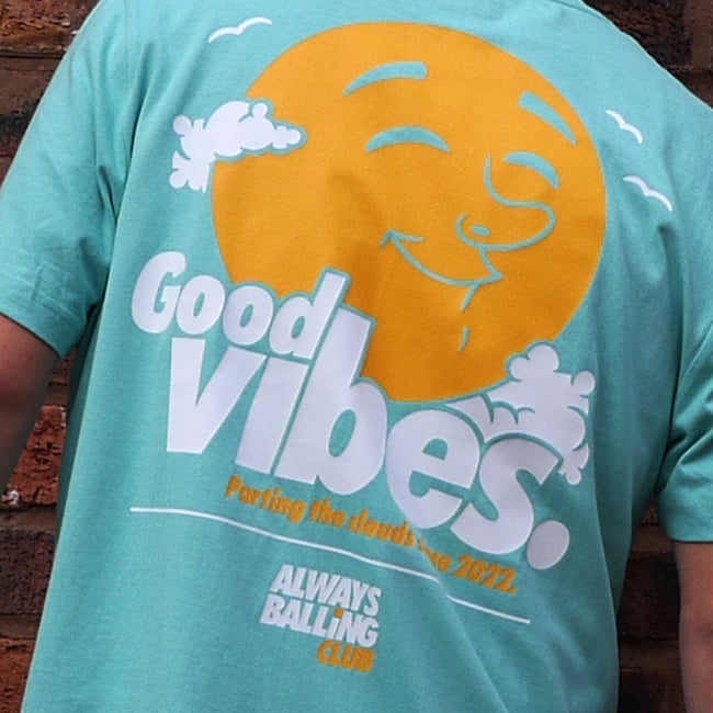 Good Vibes tee (aqua)