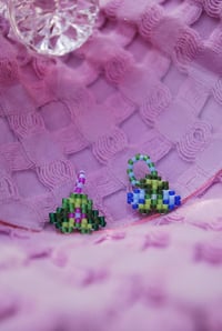 Image 1 of Orchid Beaded Charm – Handmade Miyuki Flower Pendant