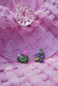 Image 1 of Hibiscus Flower Beaded Charm – Handmade Tropical Pendant