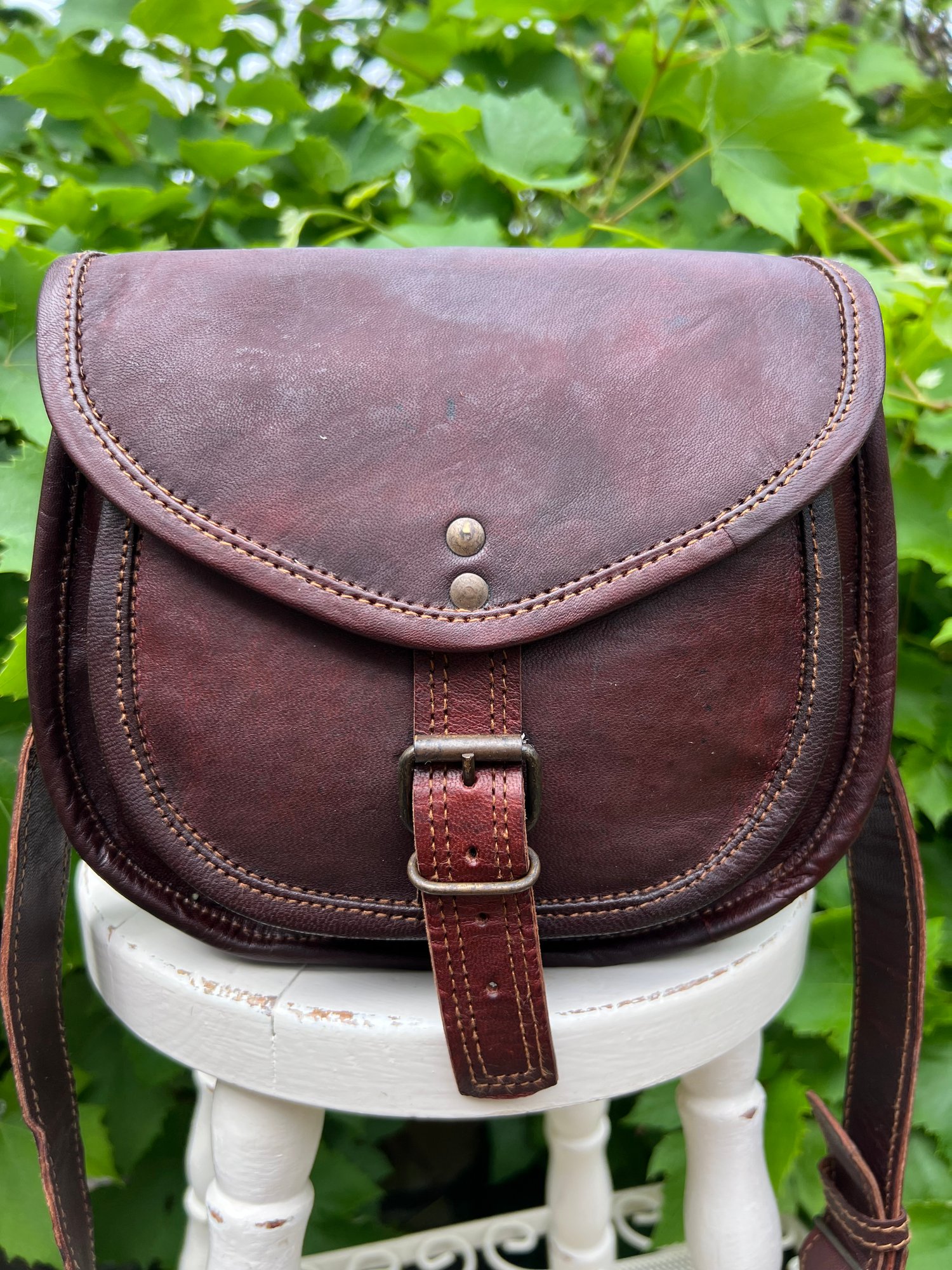 Image of Handmade Leather Saddle Bag - Small 9”