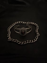 Image 4 of Sterling silver cuff with stamps and scorpion 