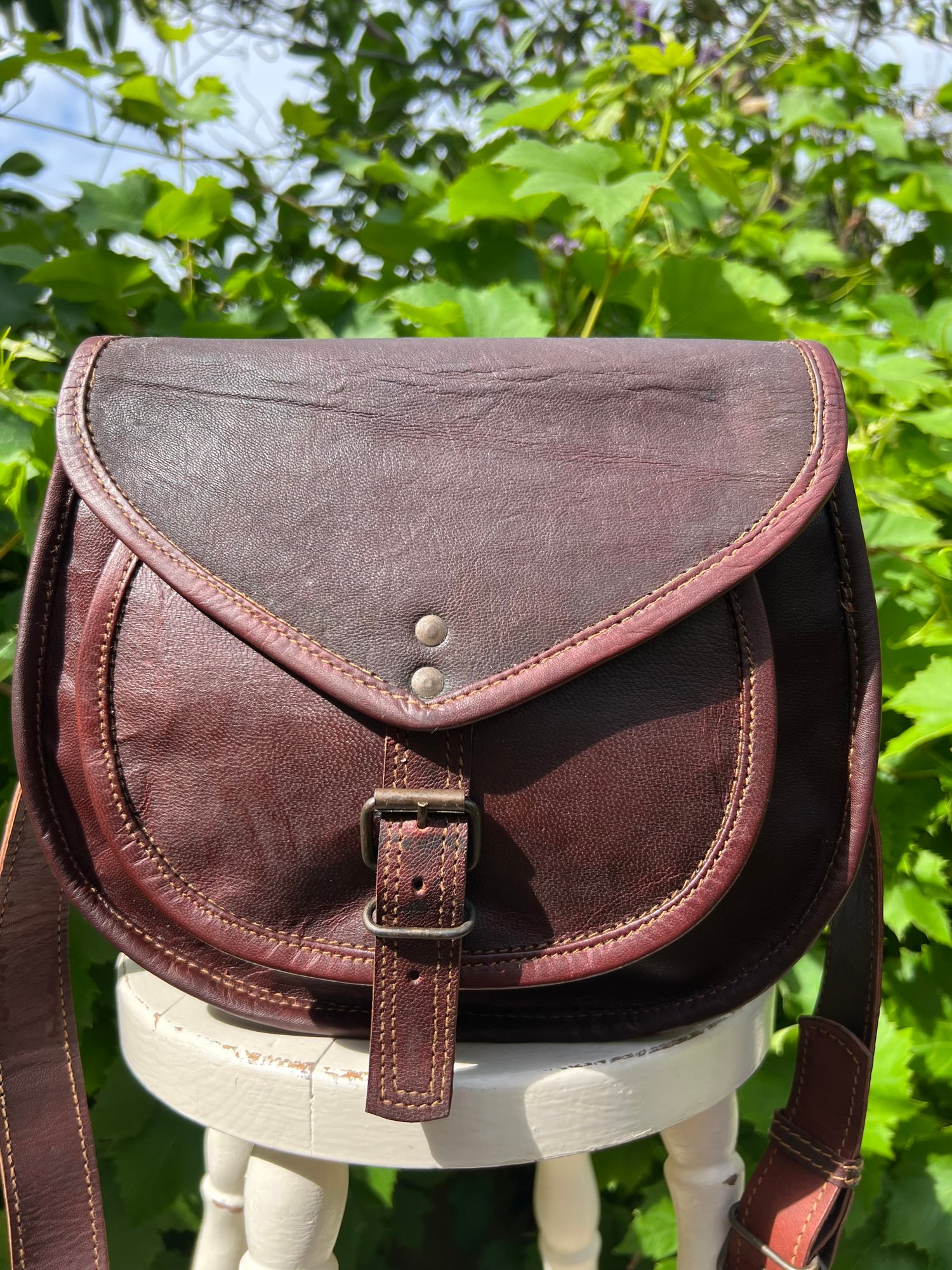 Image of Handmade Leather Saddle Bag - Medium 10”