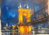 Giclee Print of John A. Roebling Suspension Bridge watercolor painting