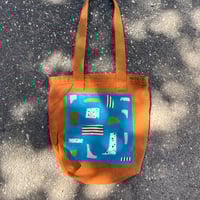 Image 1 of Shapes Collage Tote in Rust Orange