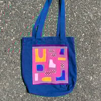 Image 1 of Shapes Collage Tote in Cobalt Blue