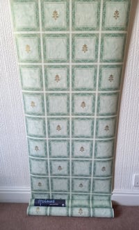 Image 2 of 1990s Vintage Holmes Wallpaper Rolls - Retro Cottagecore 80s Tile Green Gold - (Set of 2)