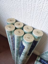 Image 5 of 1990s Vintage Holmes Wallpaper Rolls - Retro Cottagecore 80s Tile Green Gold - (Set of 2)