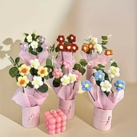 Image 2 of 1Set Completed Handmade Crochet Flowers with Bag Bouquet