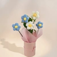 Image 3 of 1Set Completed Handmade Crochet Flowers with Bag Bouquet