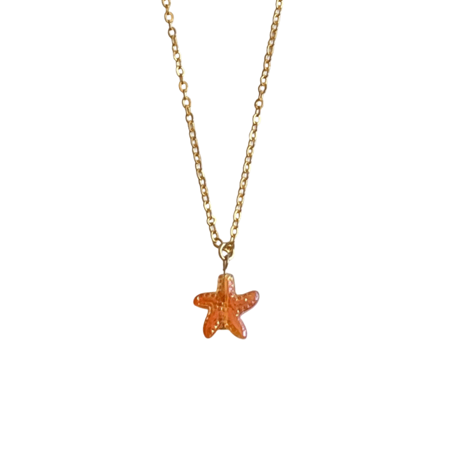 orange starfish gold chain necklace