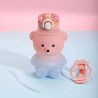 Image 2 of Kawaii Bear Water Bottle with Straw