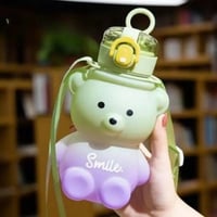 Image 4 of Kawaii Bear Water Bottle with Straw