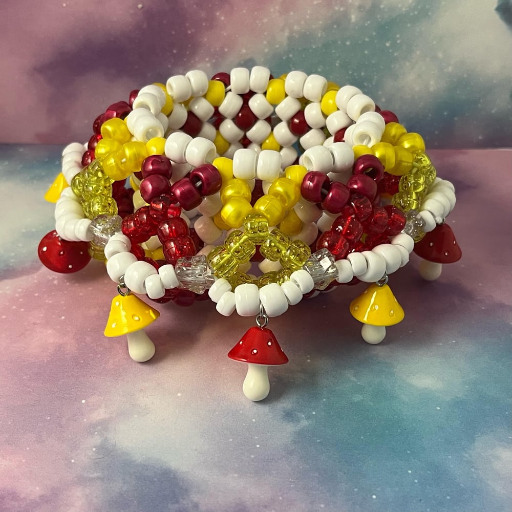 Image of Mushroom Cage Kandi Cuff Bracelet