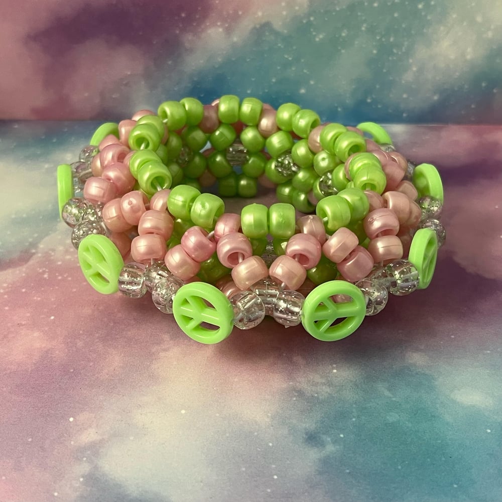 Image of Pastel Peace UFO Kandi Cuff Bracelet