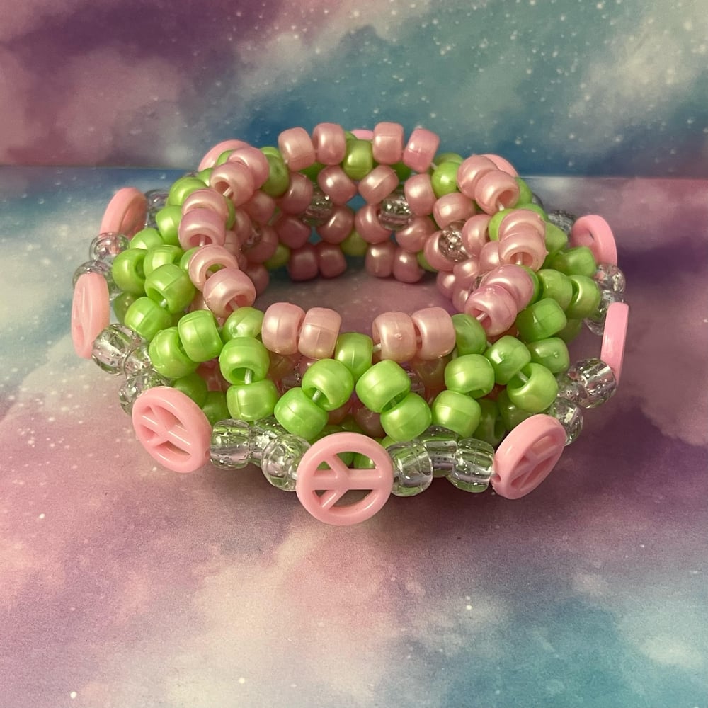 Image of Pastel Peace UFO Kandi Cuff Bracelet