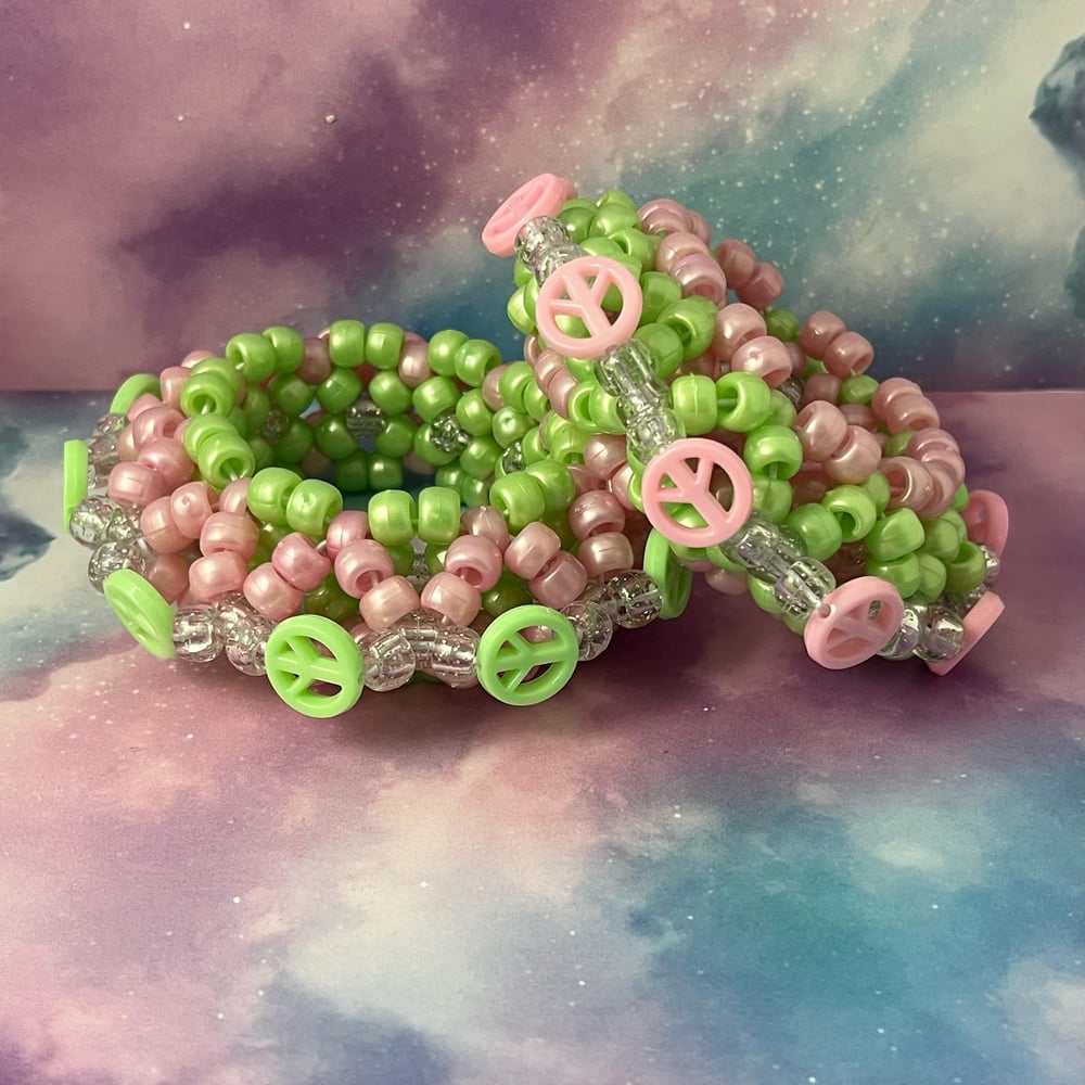 Image of Pastel Peace UFO Kandi Cuff Bracelet