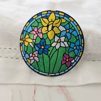 Image 1 of Glitter stained glass flower sticker, laptop decal, sticker for water bottle