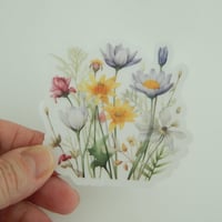 Image 1 of Wildflower bunch vinyl sticker, clear floral sticker