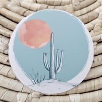 Image 1 of Desert cactus scene sticker, sticker for water bottle, water resistant sticker