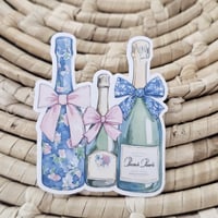 Image 1 of Chinoiserie champagne bottle sticker, bow sticker, sticker for her