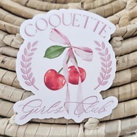 Image 1 of Coquette girls club sticker, cherry sticker, waterbottle decal