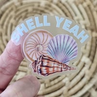 Image 1 of Clear seashell sticker with quote, beach decal, summer sticker