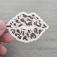 Image 2 of Leopard print clear lip sticker, laptop decal, water bottle sticker